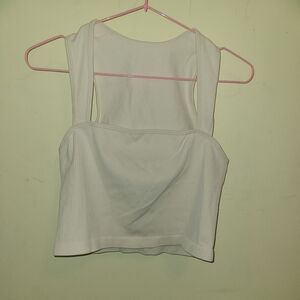 OQQ White Ribbed Women's Top